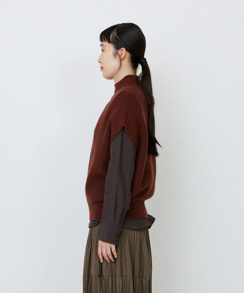 LOISIR（ロワズィール）の「ラムウール片畦ベスト（ベスト・レディース・ブラウン系その他/サックスブルー/モカ・FREE）」の9枚目の写真