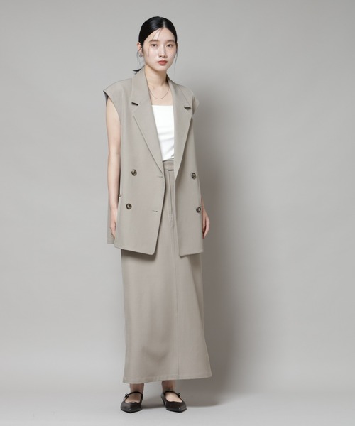 NANO universe（ナノユニバース）の「ポケットディティールナロースカート(セットアップ可)（スカート・レディース・チャコール/ベージュ/キャメル・FREE）」の18枚目の写真