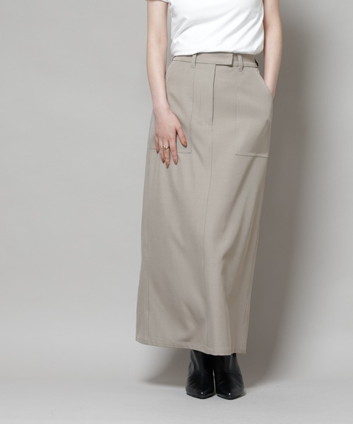 NANO universe（ナノユニバース）の「ポケットディティールナロースカート(セットアップ可)（スカート・レディース・チャコール/ベージュ/キャメル・FREE）」の11枚目の写真