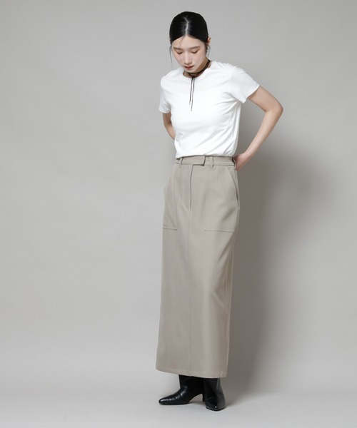 NANO universe（ナノユニバース）の「ポケットディティールナロースカート(セットアップ可)（スカート・レディース・チャコール/ベージュ/キャメル・FREE）」の14枚目の写真