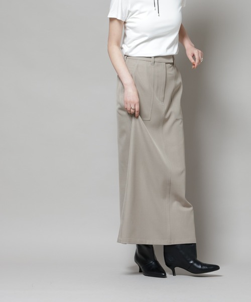 NANO universe（ナノユニバース）の「ポケットディティールナロースカート(セットアップ可)（スカート・レディース・チャコール/ベージュ/キャメル・FREE）」の12枚目の写真