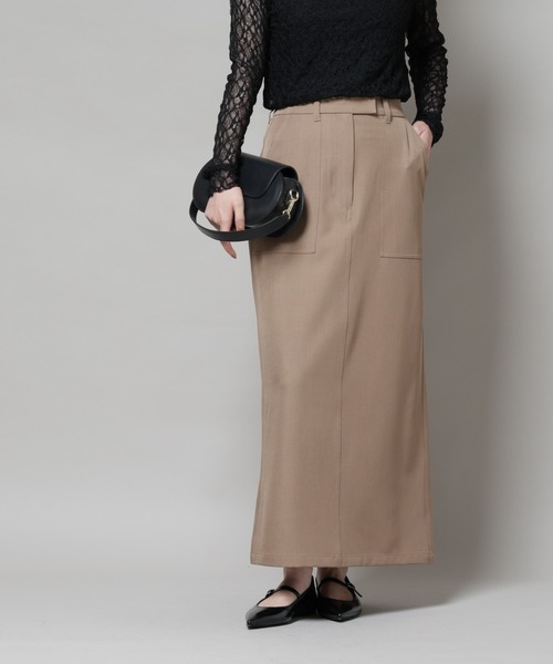 NANO universe（ナノユニバース）の「ポケットディティールナロースカート(セットアップ可)（スカート・レディース・チャコール/ベージュ/キャメル・FREE）」の20枚目の写真