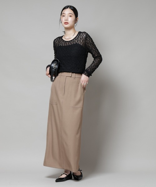 NANO universe（ナノユニバース）の「ポケットディティールナロースカート(セットアップ可)（スカート・レディース・チャコール/ベージュ/キャメル・FREE）」の22枚目の写真