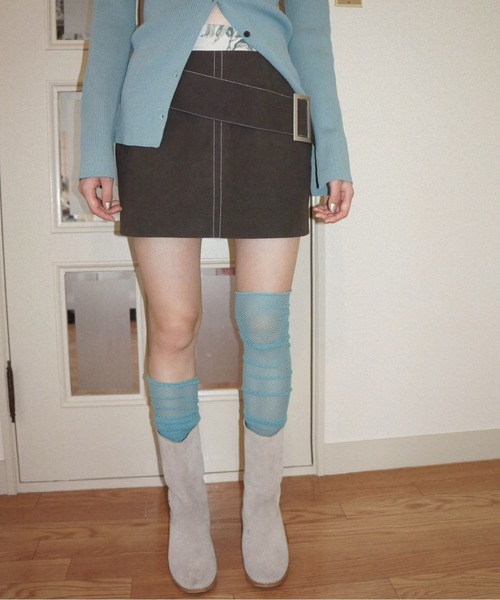 musubore（ムスボレ）の「low waist suede mini skirt / ローウエスト