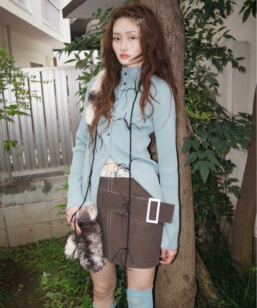 musubore（ムスボレ）の「low waist suede mini skirt / ローウエストスエードミニスカート（スカート・レディース・ダークブラウン/ベージュ・FREE）」の9枚目の写真