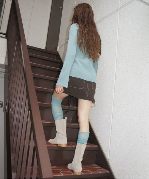 musubore（ムスボレ）の「low waist suede mini skirt / ローウエストスエードミニスカート（スカート・レディース・ダークブラウン/ベージュ・FREE）」の10枚目の写真