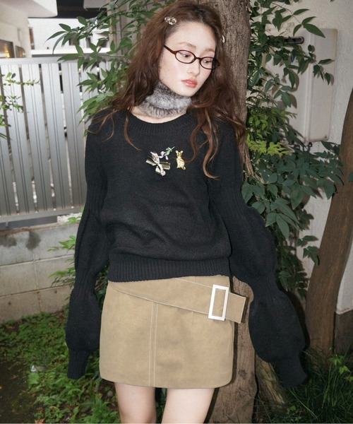 musubore（ムスボレ）の「low waist suede mini skirt / ローウエストスエードミニスカート（スカート・レディース・ダークブラウン/ベージュ・FREE）」の14枚目の写真