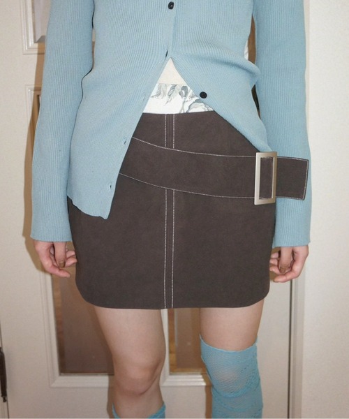 musubore（ムスボレ）の「low waist suede mini skirt / ローウエストスエードミニスカート（スカート・レディース・ダークブラウン/ベージュ・FREE）」の19枚目の写真