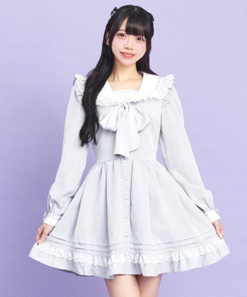 レースフリルセーラーカラーワンピース（ワンピース）｜Secret Honey