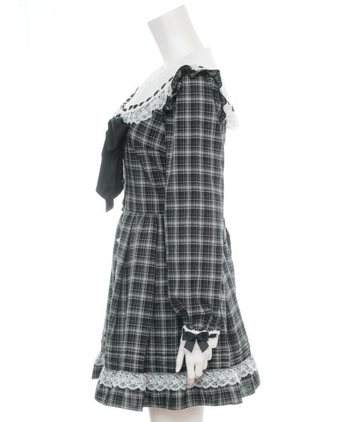 Secret Honey（シークレットハニー）の「レースフリルセーラーカラーワンピース（ワンピース・レディース・ブラック/グレー/ブラックミックス・MEDIUM）」の15枚目の写真