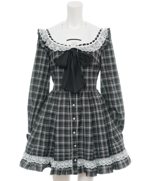 Secret Honey（シークレットハニー）の「レースフリルセーラーカラーワンピース（ワンピース・レディース・ブラック/グレー/ブラックミックス・MEDIUM）」の14枚目の写真