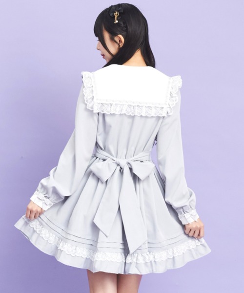 Secret Honey（シークレットハニー）の「レースフリルセーラーカラーワンピース（ワンピース・レディース・ブラック/グレー/ブラックミックス・MEDIUM）」の5枚目の写真