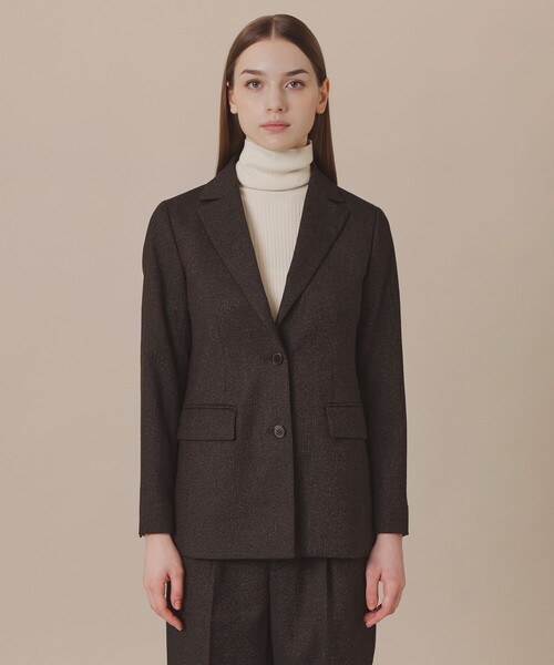 MACKINTOSH LONDON(マッキントッシュ ロンドン)の「【WEB・一部店舗限定】ウールヘアラインストライプジャケット(テーラードジャケット・レディース・ダークブラウン・38)」の3枚目の写真