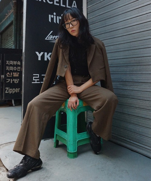 BONBOM（ボンボム）の「BONBOM×Ameri HOUNDSTOOTH STRAIGHT PANTS（その他パンツ・レディース・グレー/ブラウン・X-SMALL/SMALL/MEDIUM）」の4枚目の写真