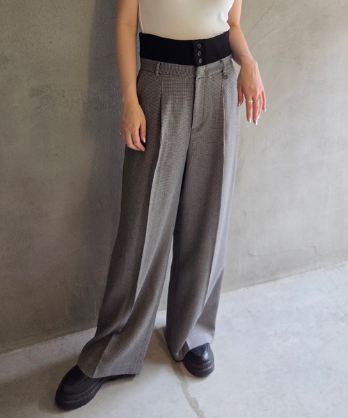 BONBOM（ボンボム）の「BONBOM×Ameri HOUNDSTOOTH STRAIGHT PANTS（その他パンツ・レディース・グレー/ブラウン・X-SMALL/SMALL/MEDIUM）」の6枚目の写真