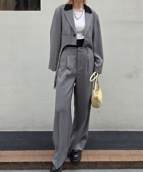 BONBOM（ボンボム）の「BONBOM×Ameri HOUNDSTOOTH STRAIGHT PANTS（その他パンツ・レディース・グレー/ブラウン・X-SMALL/SMALL/MEDIUM）」の17枚目の写真