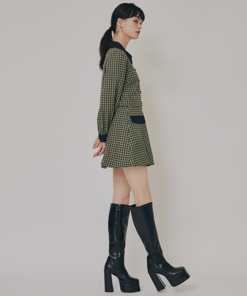 REDYAZEL(レディアゼル)の「バイカラークラシックチェックブラウス×ミニスカートセットアップ(セットアップ・レディース・グリーン系その他/ベージュ系その他/ブラウン系その他・SMALL/MEDIUM)」の14枚目の写真