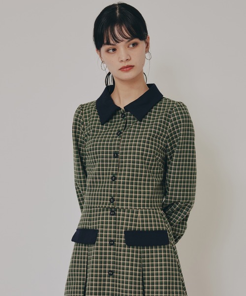 REDYAZEL(レディアゼル)の「バイカラークラシックチェックブラウス×ミニスカートセットアップ(セットアップ・レディース・グリーン系その他/ベージュ系その他/ブラウン系その他・SMALL/MEDIUM)」の12枚目の写真