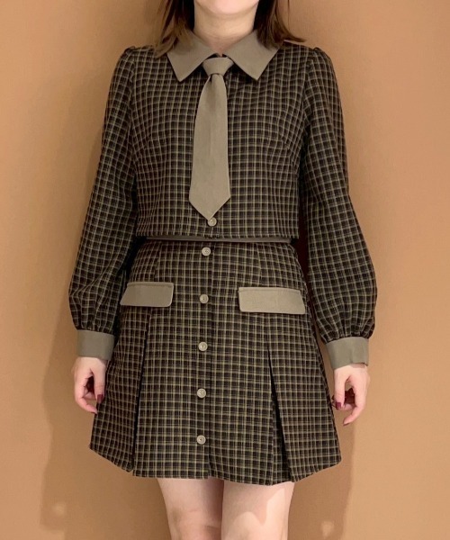 激レア初版　ミラベル　ビスチェ　スカートセット　未使用 バイカラークラシックチェックブラウス×ミニスカートセットアップ