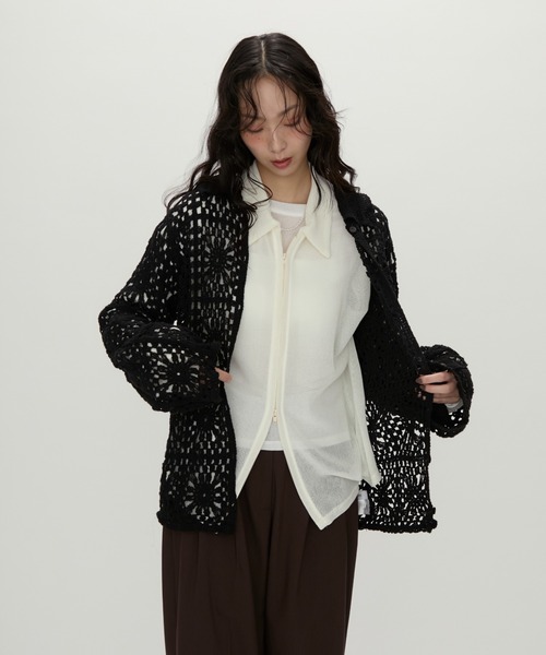 NUJOH(ヌゾ)の「Crochet Lace Blouse / クロシェレースブラウス(シャツ/ブラウス・レディース・ブラック/アイボリー・FREE)」の19枚目の写真