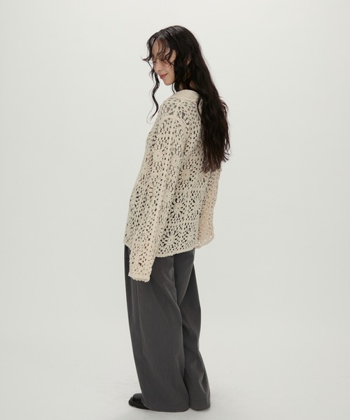 NUJOH(ヌゾ)の「Crochet Lace Blouse / クロシェレースブラウス(シャツ/ブラウス・レディース・ブラック/アイボリー・FREE)」の4枚目の写真
