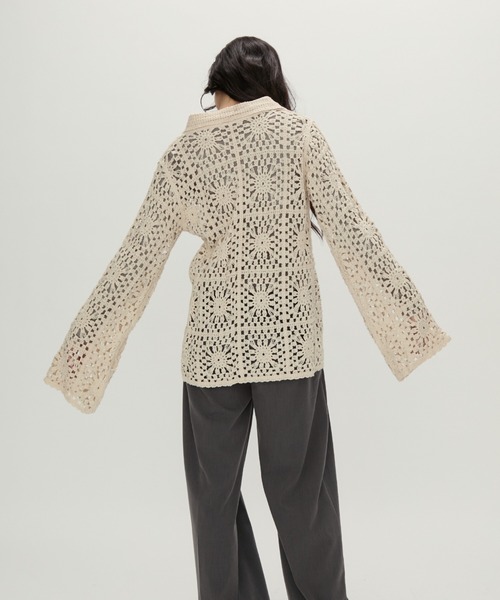 NUJOH(ヌゾ)の「Crochet Lace Blouse / クロシェレースブラウス(シャツ/ブラウス・レディース・ブラック/アイボリー・FREE)」の5枚目の写真