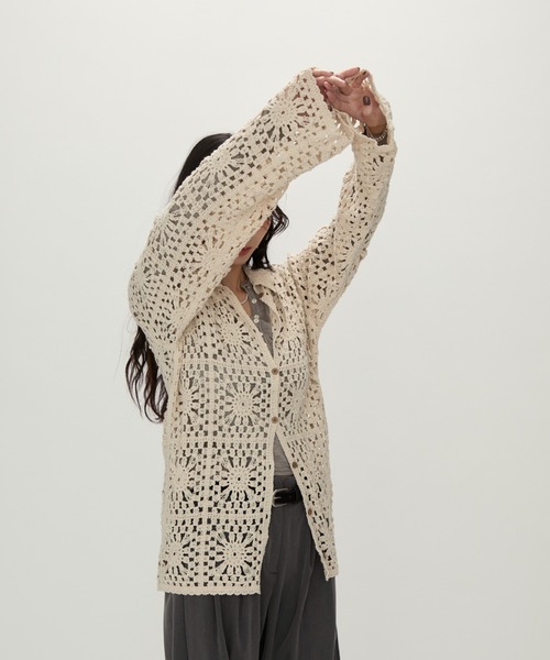 NUJOH(ヌゾ)の「Crochet Lace Blouse / クロシェレースブラウス(シャツ/ブラウス・レディース・ブラック/アイボリー・FREE)」の6枚目の写真