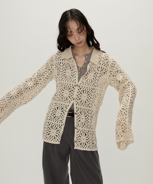 NUJOH(ヌゾ)の「Crochet Lace Blouse / クロシェレースブラウス(シャツ/ブラウス・レディース・ブラック/アイボリー・FREE)」の7枚目の写真