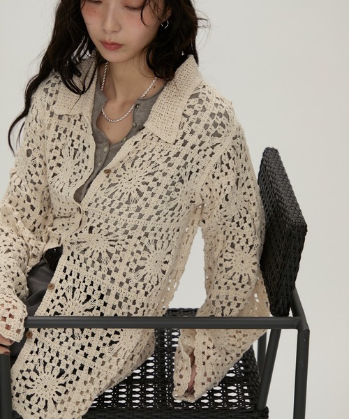 NUJOH(ヌゾ)の「Crochet Lace Blouse / クロシェレースブラウス(シャツ/ブラウス・レディース・ブラック/アイボリー・FREE)」の11枚目の写真