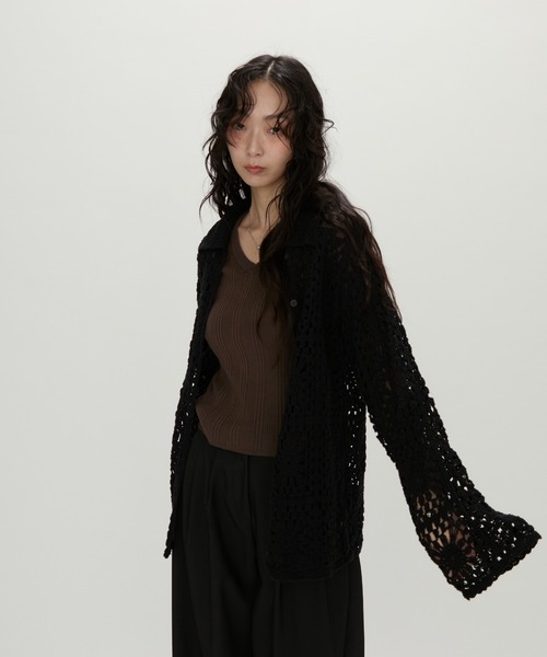 NUJOH(ヌゾ)の「Crochet Lace Blouse / クロシェレースブラウス(シャツ/ブラウス・レディース・ブラック/アイボリー・FREE)」の13枚目の写真
