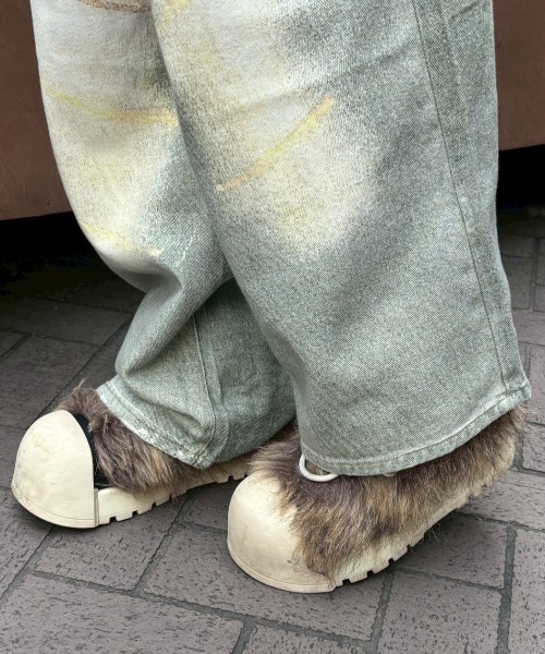 GATELESS（ゲートレス）の「【GATELESS】VINTAGE PRINT BUGGY DENIM PANTS / 【ゲートレス】ビンテージプリントバギーデニムパンツ（デニムパンツ・レディース・ライトブルー・L/S/M）」の15枚目の写真