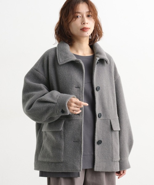 studio CLIP（スタディオクリップ）の「ウールライクライトボアブルゾン[プチサイズあり]（ブルゾン・レディース・セージグリーン/オフホワイト/ライトグレー・FREE/PF）」の3枚目の写真