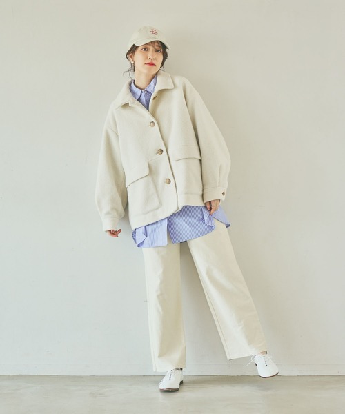 studio CLIP（スタディオクリップ）の「ウールライクライトボアブルゾン[プチサイズあり]（ブルゾン・レディース・セージグリーン/オフホワイト/ライトグレー・FREE/PF）」の10枚目の写真