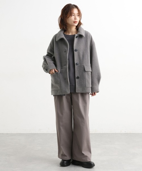 studio CLIP（スタディオクリップ）の「ウールライクライトボアブルゾン[プチサイズあり]（ブルゾン・レディース・セージグリーン/オフホワイト/ライトグレー・FREE/PF）」の13枚目の写真