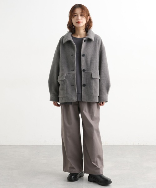 studio CLIP（スタディオクリップ）の「ウールライクライトボアブルゾン[プチサイズあり]（ブルゾン・レディース・セージグリーン/オフホワイト/ライトグレー・FREE/PF）」の14枚目の写真