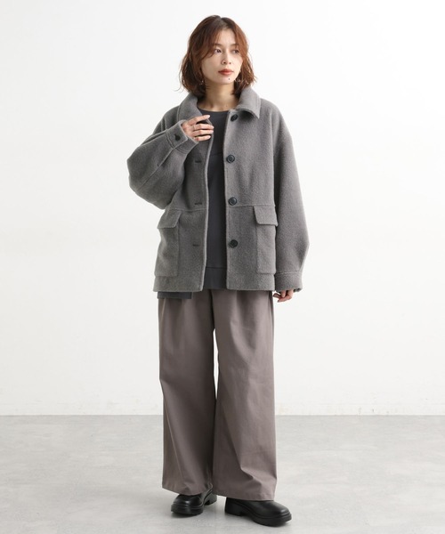 studio CLIP（スタディオクリップ）の「ウールライクライトボアブルゾン[プチサイズあり]（ブルゾン・レディース・セージグリーン/オフホワイト/ライトグレー・FREE/PF）」の15枚目の写真