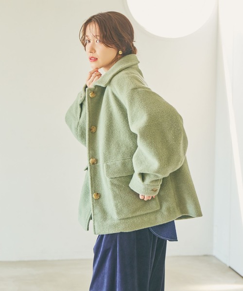 studio CLIP（スタディオクリップ）の「ウールライクライトボアブルゾン[プチサイズあり]（ブルゾン・レディース・セージグリーン/オフホワイト/ライトグレー・FREE/PF）」の17枚目の写真
