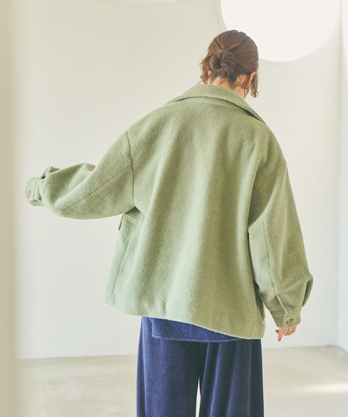 studio CLIP（スタディオクリップ）の「ウールライクライトボアブルゾン[プチサイズあり]（ブルゾン・レディース・セージグリーン/オフホワイト/ライトグレー・FREE/PF）」の18枚目の写真