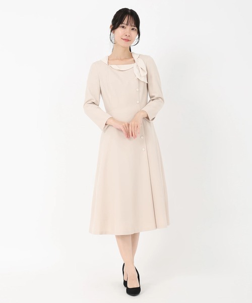 セール】Linonシャンブレー/ウーリー千鳥_サイドリボンネック