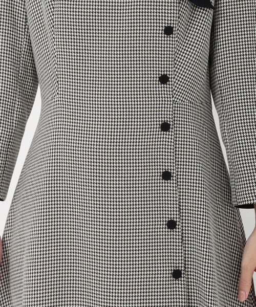 セール】Linonシャンブレー/ウーリー千鳥_サイドリボンネック