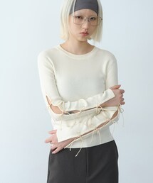 CODE A | ribbon slit pullover(ニット/セーター)