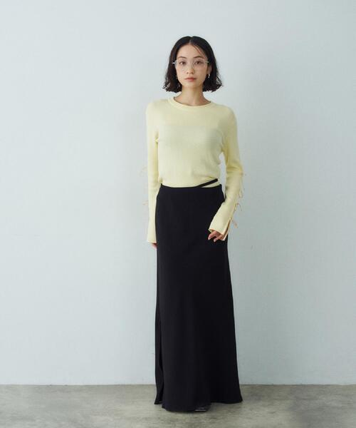 CODE A（コードエー）の「ribbon slit pullover（ニット/セーター・レディース・アイボリー/ライトイエロー系/ダークグレー・00）」の11枚目の写真