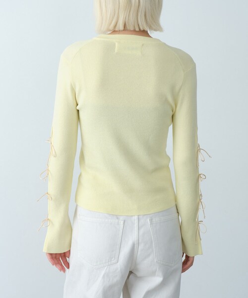 CODE A（コードエー）の「ribbon slit pullover（ニット/セーター・レディース・アイボリー/ライトイエロー系/ダークグレー・00）」の13枚目の写真