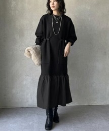 a lot of love | 異素材切り替え ビッグポケットワンピース(ワンピース)