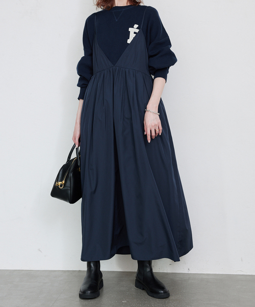 SLOBE IENA タフタギャザーキャミワンピース/36/ブラック SLOBE IENA タフタギャザーキャミワンピース ブラック36