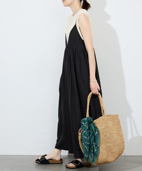 WEB限定/追加3》タフタギャザーキャミワンピース（ワンピース）｜SLOBE