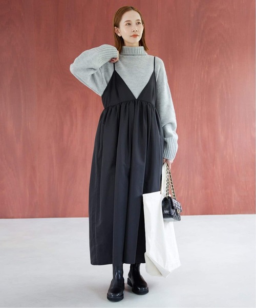 WEB限定/追加3》タフタギャザーキャミワンピース（ワンピース）｜SLOBE