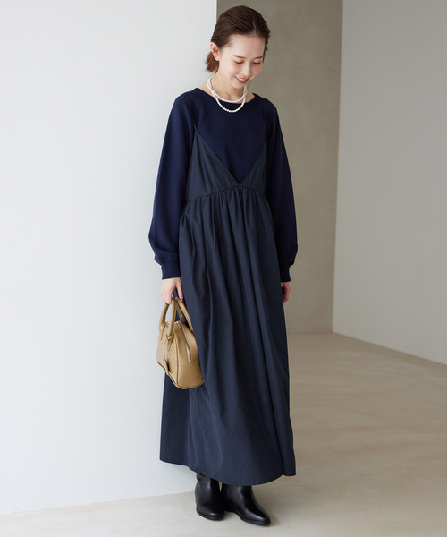 WEB限定/追加3》タフタギャザーキャミワンピース（ワンピース）｜SLOBE