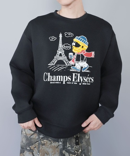 SPINNS（スピンズ）の「ひげおじさんスウェット/パリ/立体刺繍デザイン/さらもち素材（スウェット・メンズ・ブラック/ホワイト・ONESIZE）」の2枚目の写真