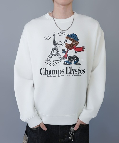 SPINNS（スピンズ）の「ひげおじさんスウェット/パリ/立体刺繍デザイン/さらもち素材（スウェット・メンズ・ブラック/ホワイト・ONESIZE）」の7枚目の写真